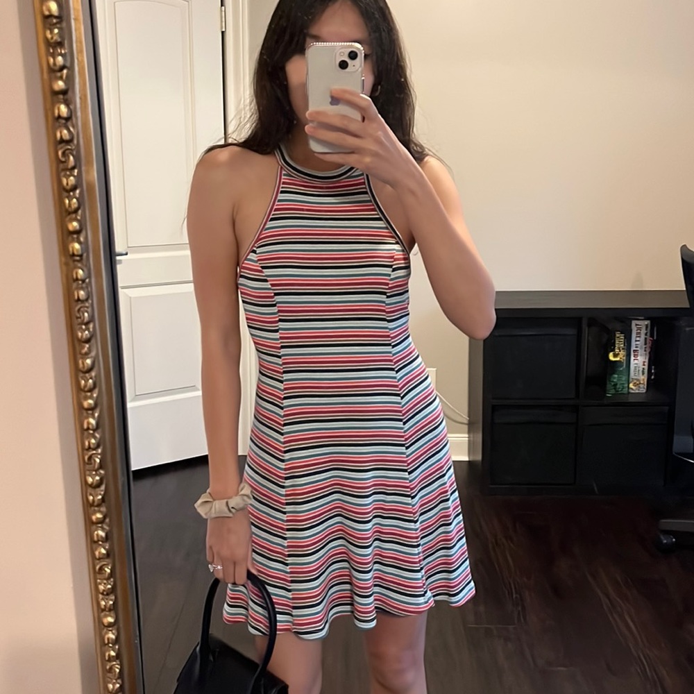 Multi-colored striped dress